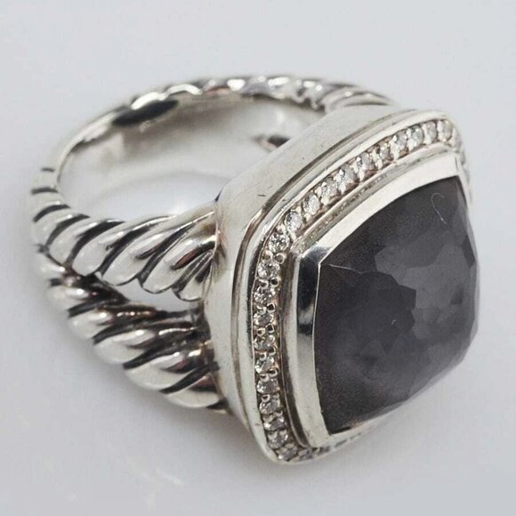 David Yurman 14mm Black Orchid And Diamond Albion Ring Size 4 - Picture 4 of 7